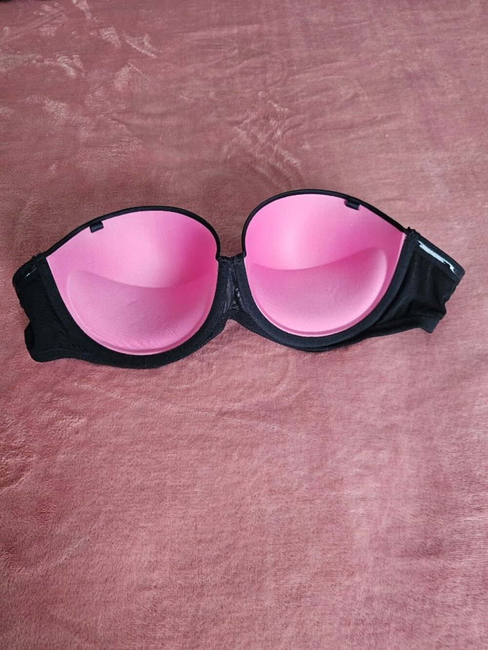 VICTORIA'S SECRET PINK black push-up bra 34DD PRE OWNED - Picture 4 of 11